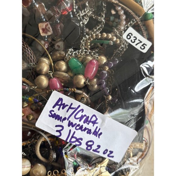 Mixed Jewelry Lot For Art & Craft Beads & Chains 3 Lbs 8 Oz Assorted Colors & Ma - Picture 1 of 13